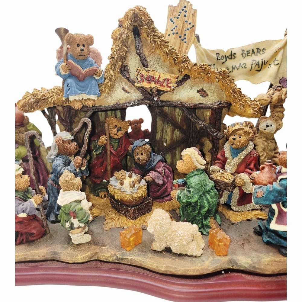 Boyds Bears Nativity Pageant Lighted Christmas Scene Resin Display Working - Picture 6 of 16